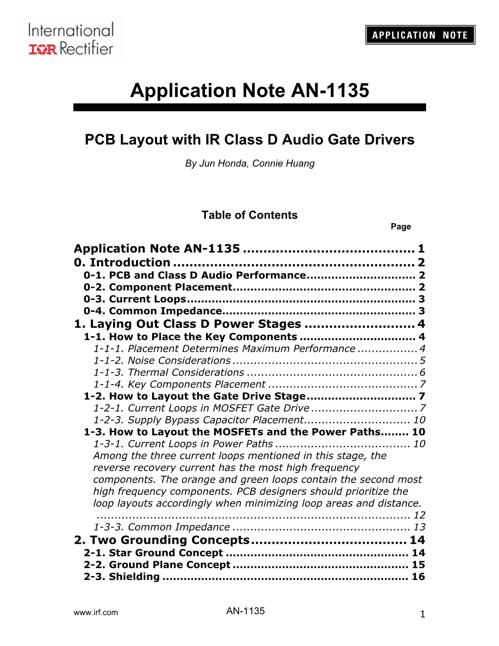 PCB Layout with IR Class D Audio Gate Drivers