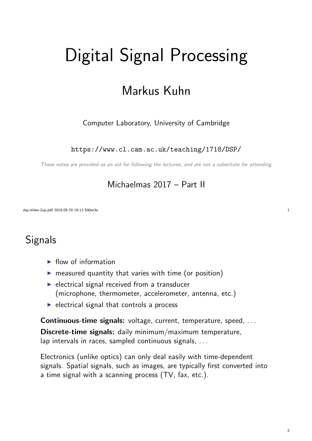 Digital Signal Processing