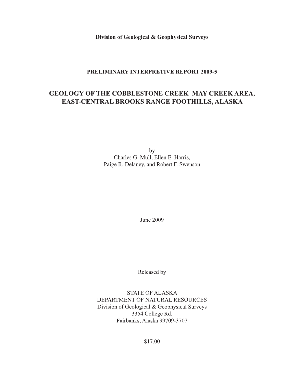 Geology of the Cobblestone Creek–May Creek Area, East-Central Brooks Range Foothills, Alaska