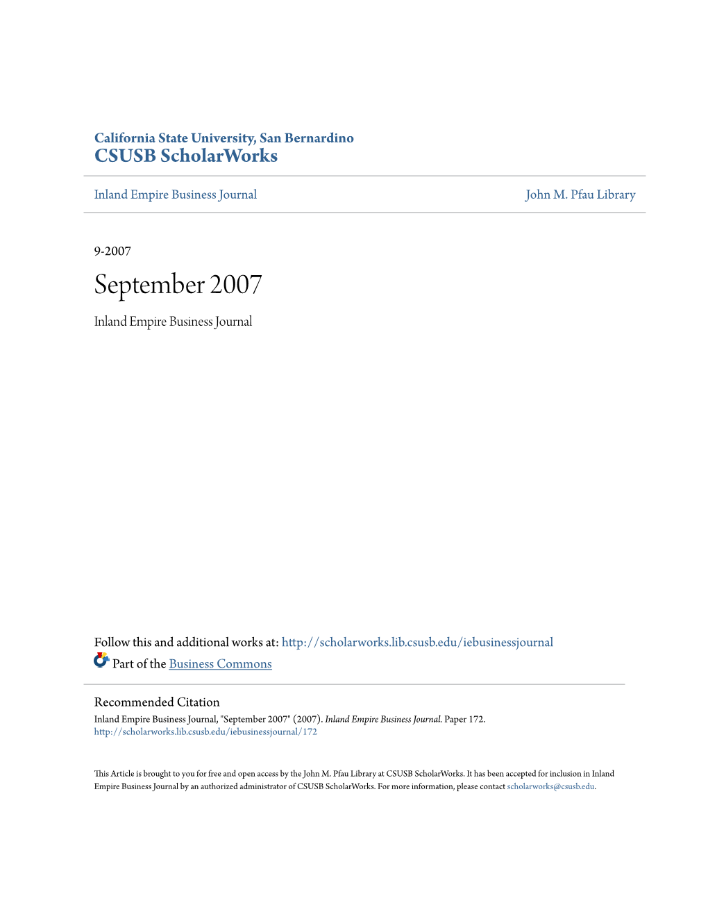 September 2007 Inland Empire Business Journal