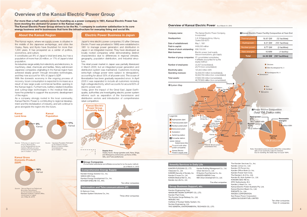 Overview of the Kansai Electric Power Group [PDF 876KB]