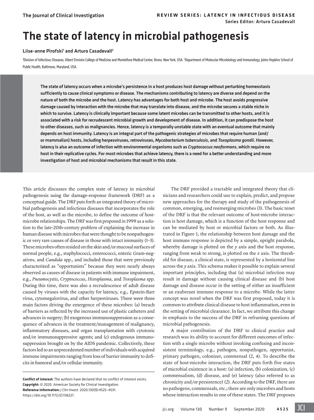 The State of Latency in Microbial Pathogenesis