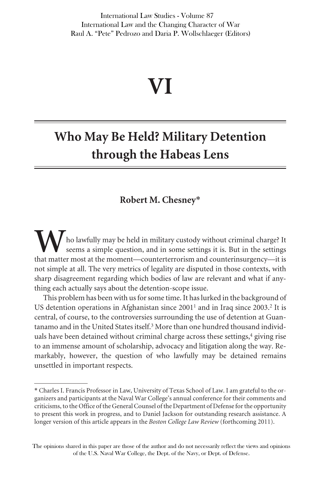 Military Detention Through the Habeas Lens