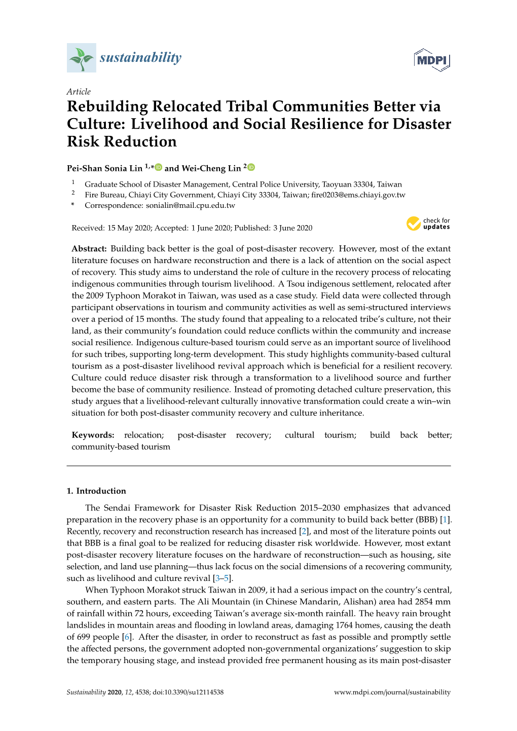 Rebuilding Relocated Tribal Communities Better Via Culture: Livelihood and Social Resilience for Disaster Risk Reduction