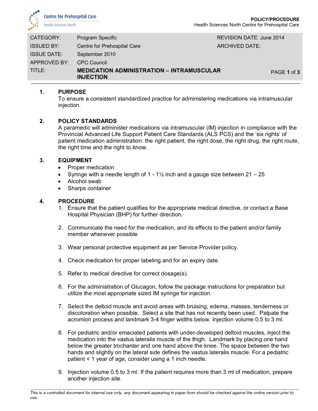 Medication Administration – Intramuscular Injection 1