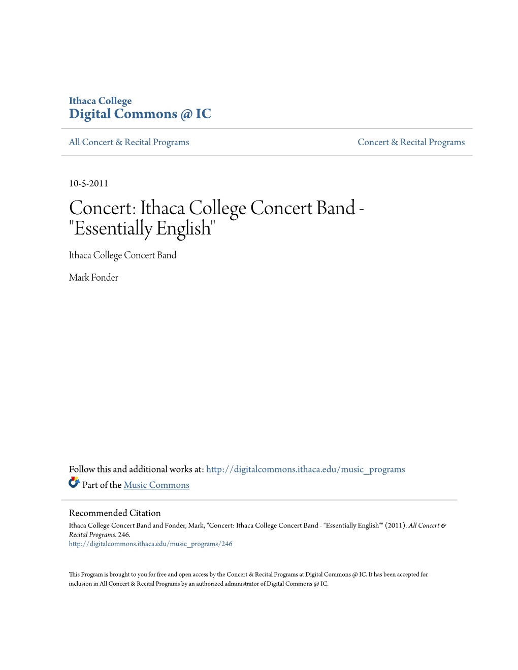 Ithaca College Concert Band - 