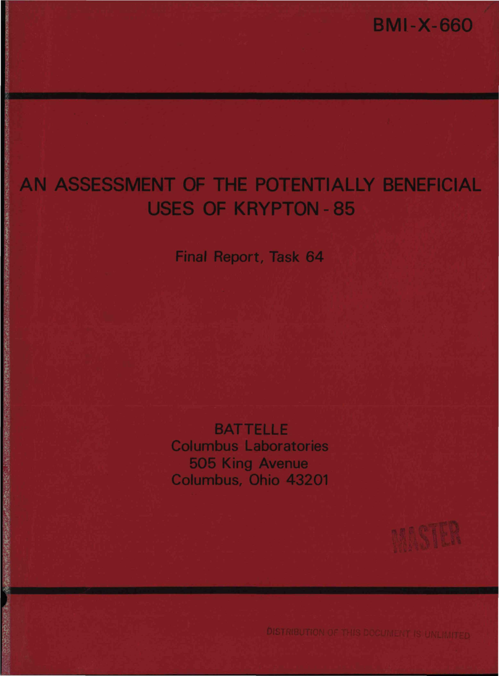 Bmi-X-660 an Assessment of the Potentially Beneficial Uses of Krypton-85