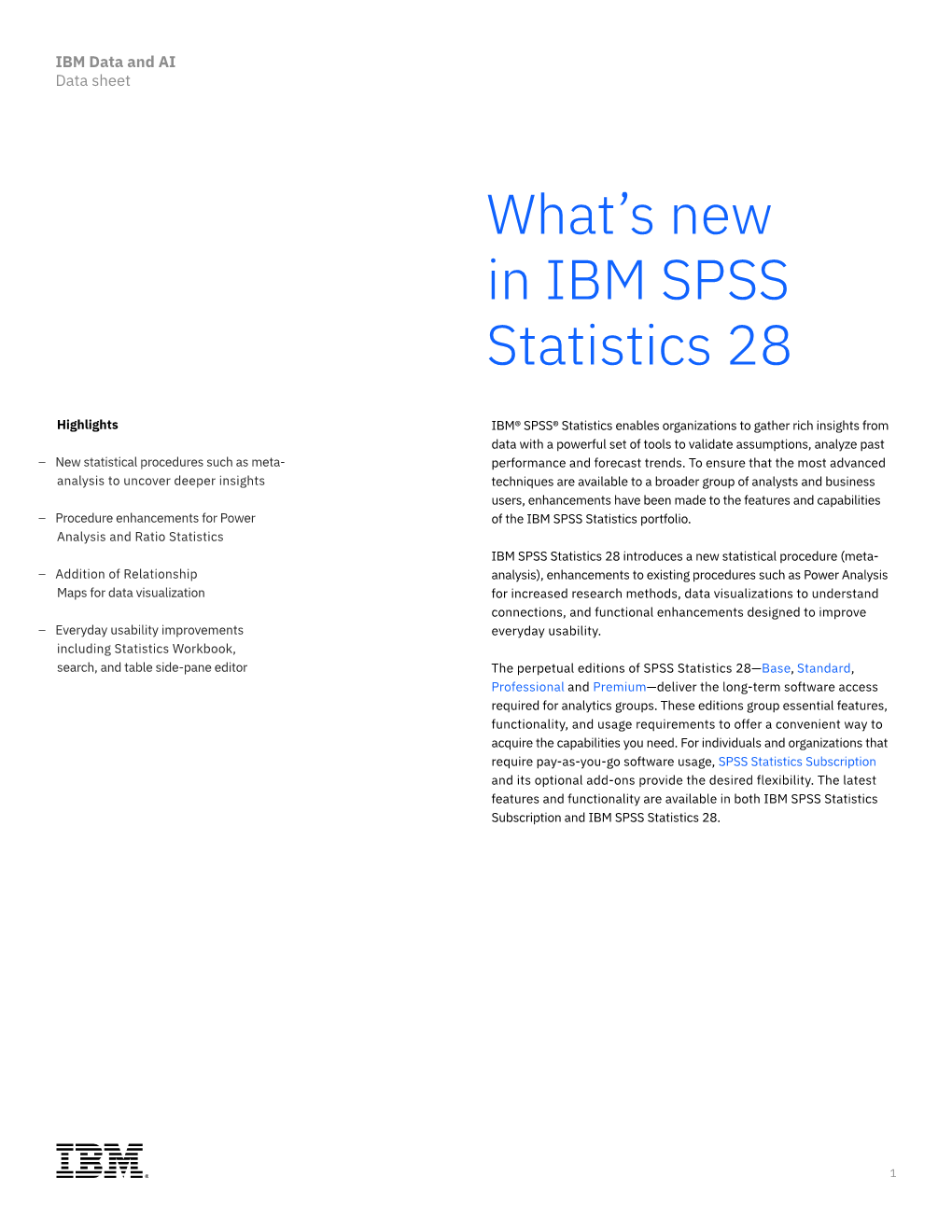 What's New in IBM SPSS Statistics 28