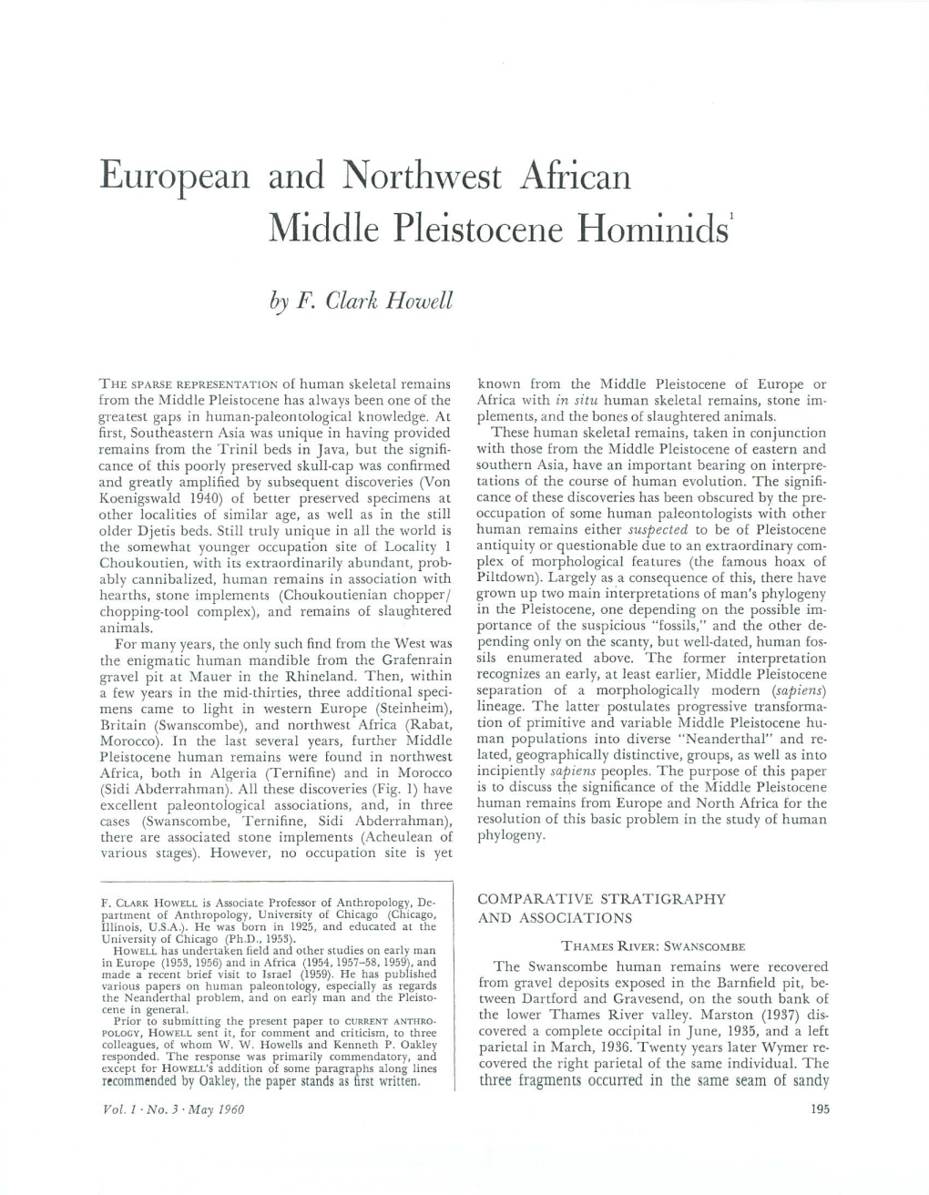 European and Northwest African Middle Pleistocene Hominids1