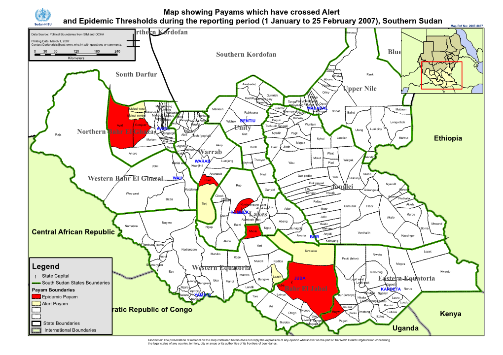 Map Showing Payams Which Have Crossed Alert And