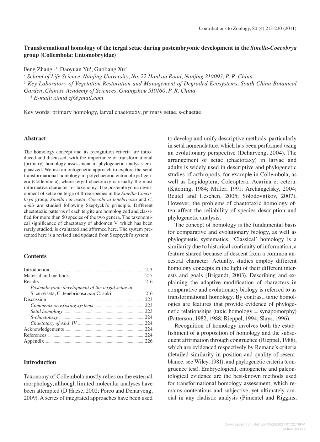 Transformational Homology of the Tergal Setae During Postembryonic Development in the Sinella-Coecobrya Group (Collembola: Entomobryidae)