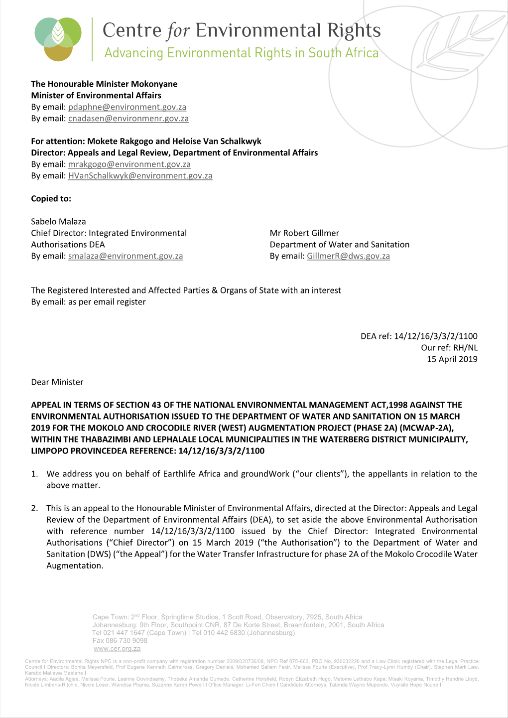 The Proposed MCWAP 2 Project: Appeal of the Environmental