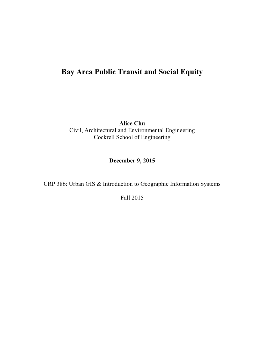 Bay Area Public Transit and Social Equity