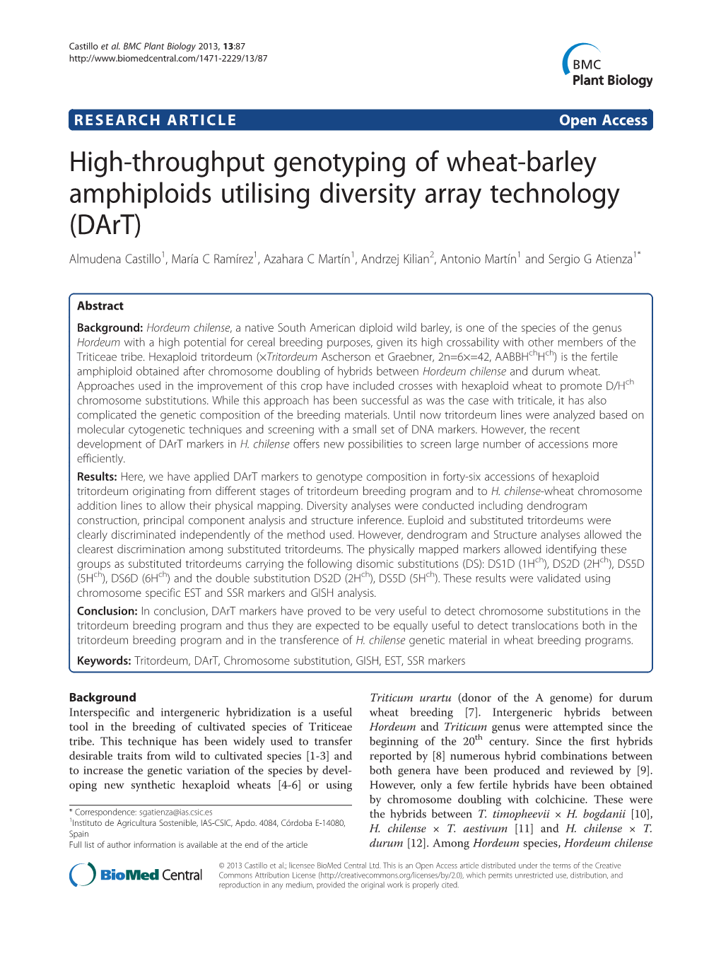 High-Throughput Genotyping of Wheat-Barley Amphiploids Utilising