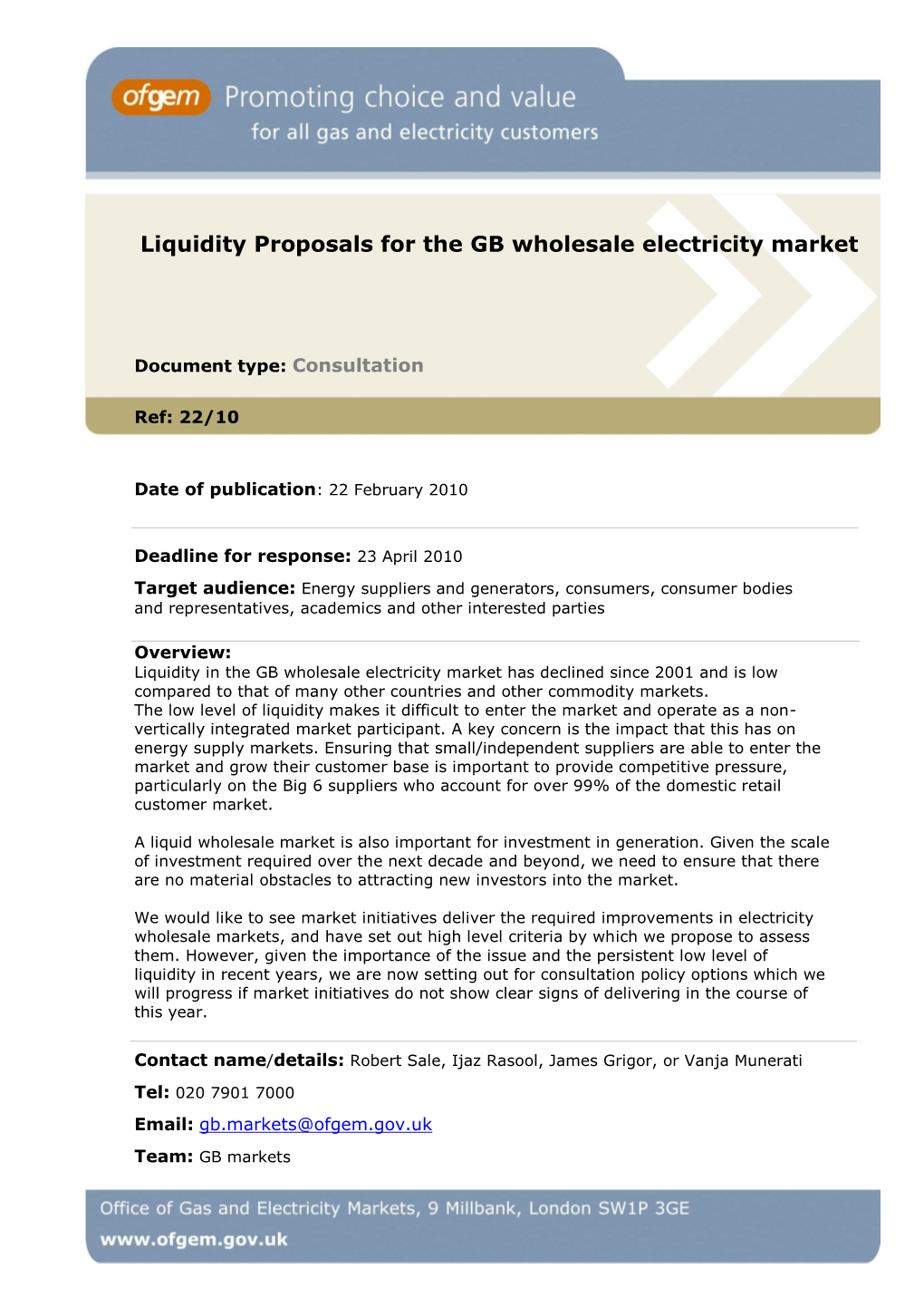 (GB) Wholesale Electricity Market