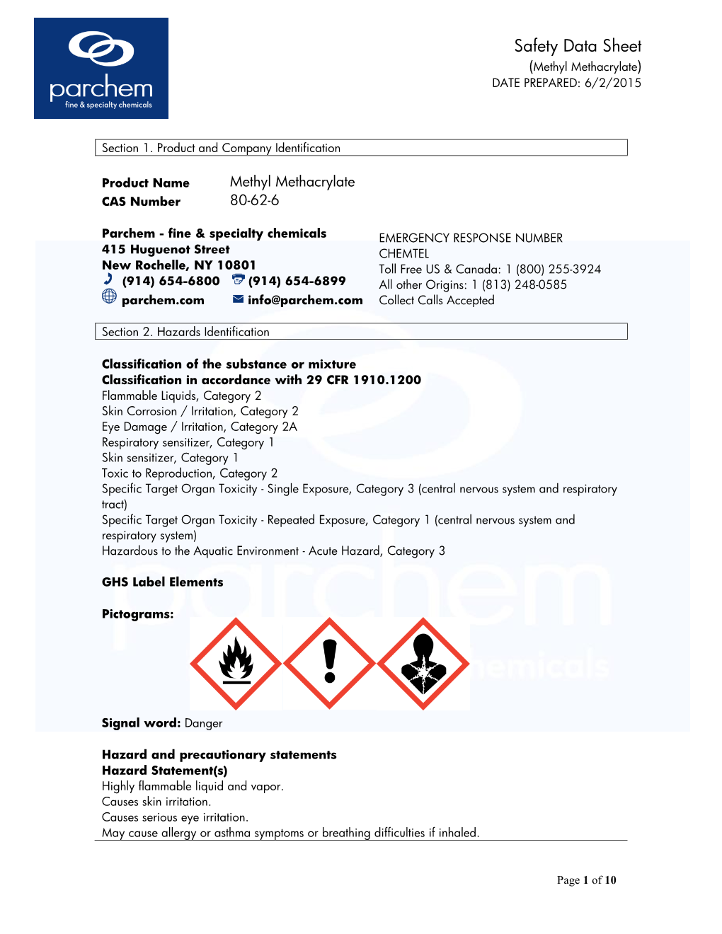 GHS Methyl Methacrylate MSDS.Pdf