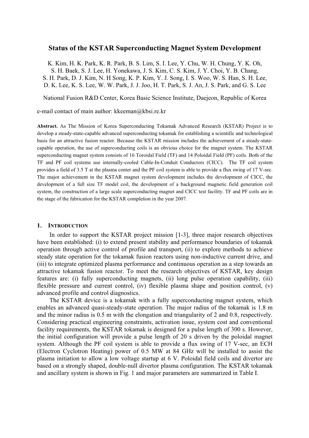 Status of the KSTAR Superconducting Magnet System Development