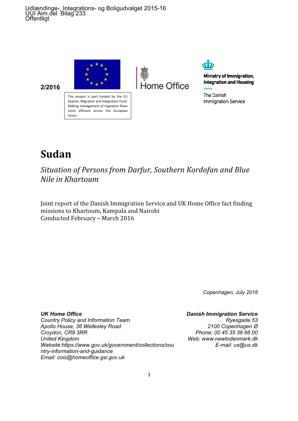 Situation of Persons from Darfur, Southern Kordofan and Blue Nile in Khartoum