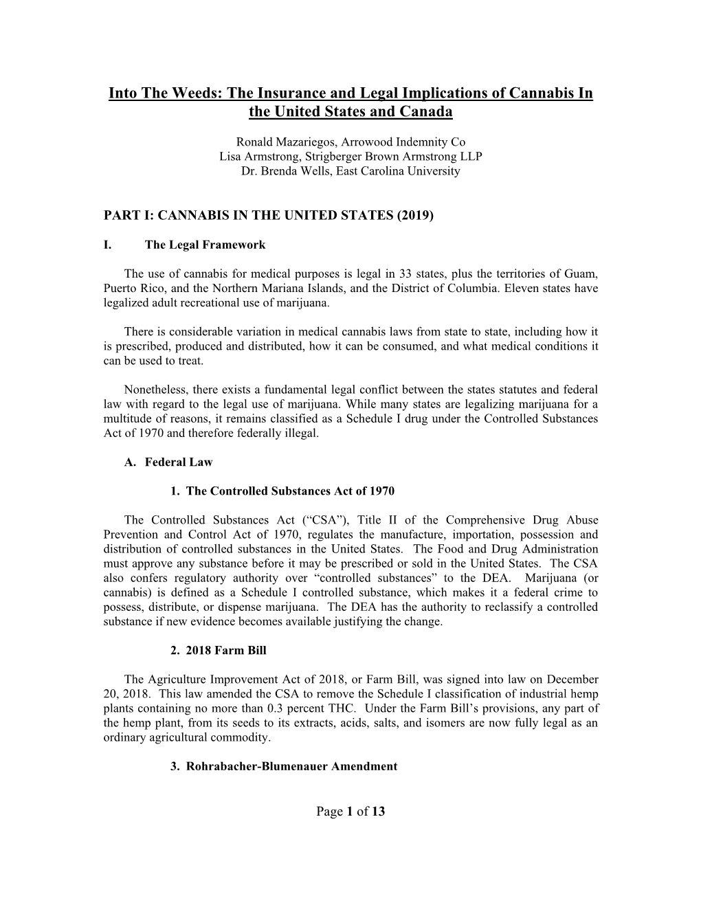 Into the Weeds: the Insurance and Legal Implications of Cannabis in the United States and Canada