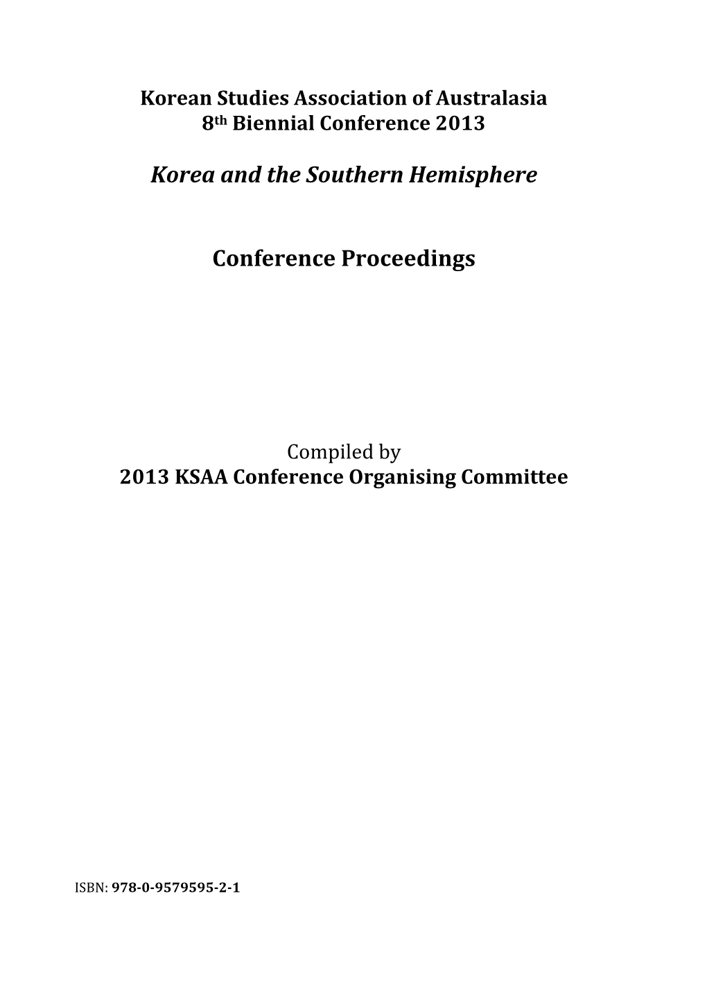 Korea and the Southern Hemisphere Conference Proceedings