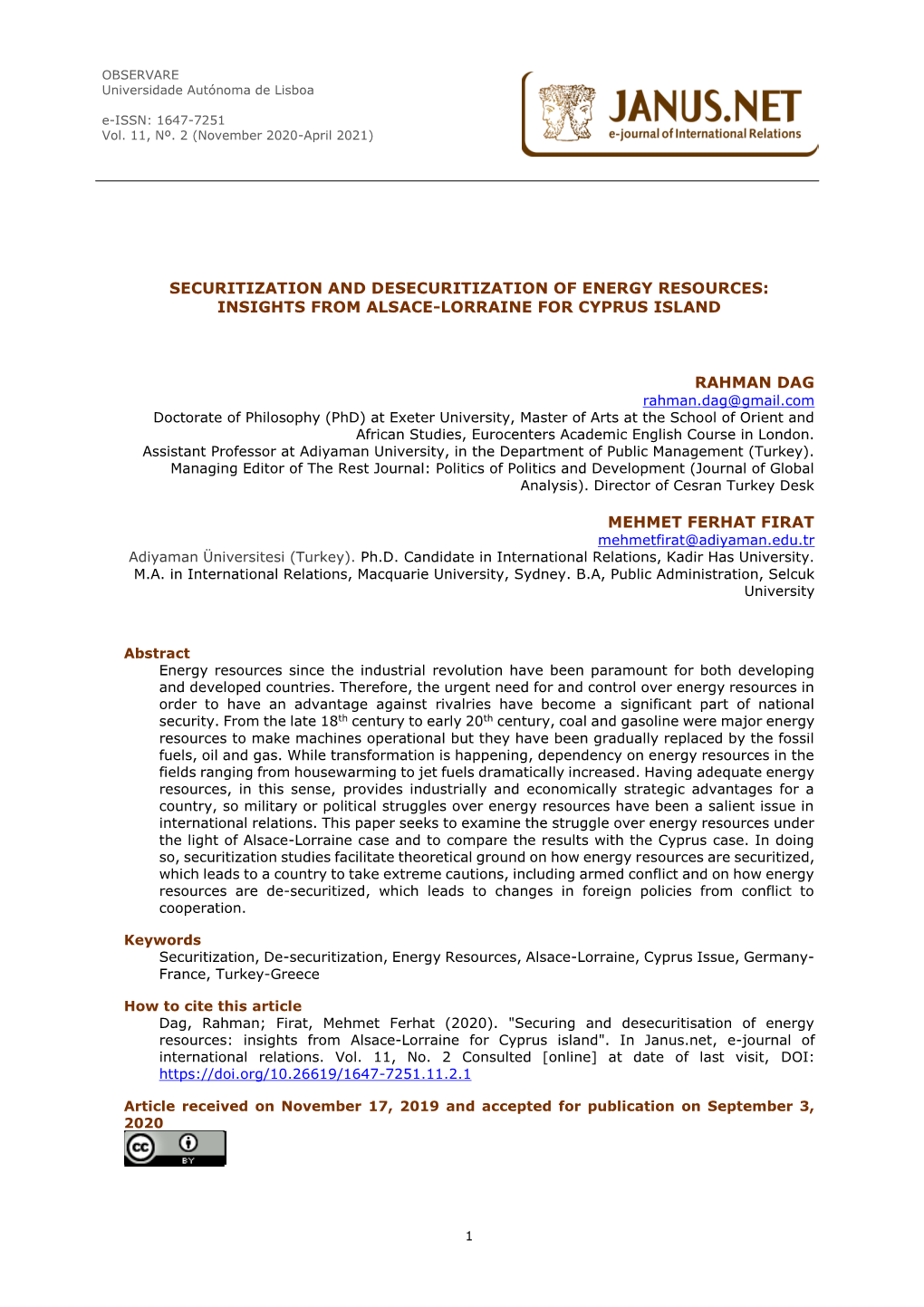 Insights from Alsace-Lorraine for Cyprus Island Rahman Dag Mehmet Ferh