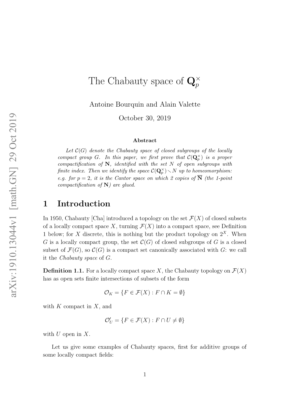 The Chabauty Space of $\Mathbb {Q} P^\Times$