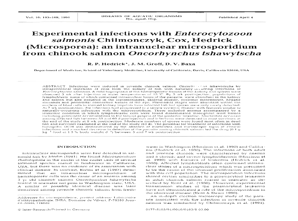 From Chinook Salmon Oncorhynchus Tshawytscha