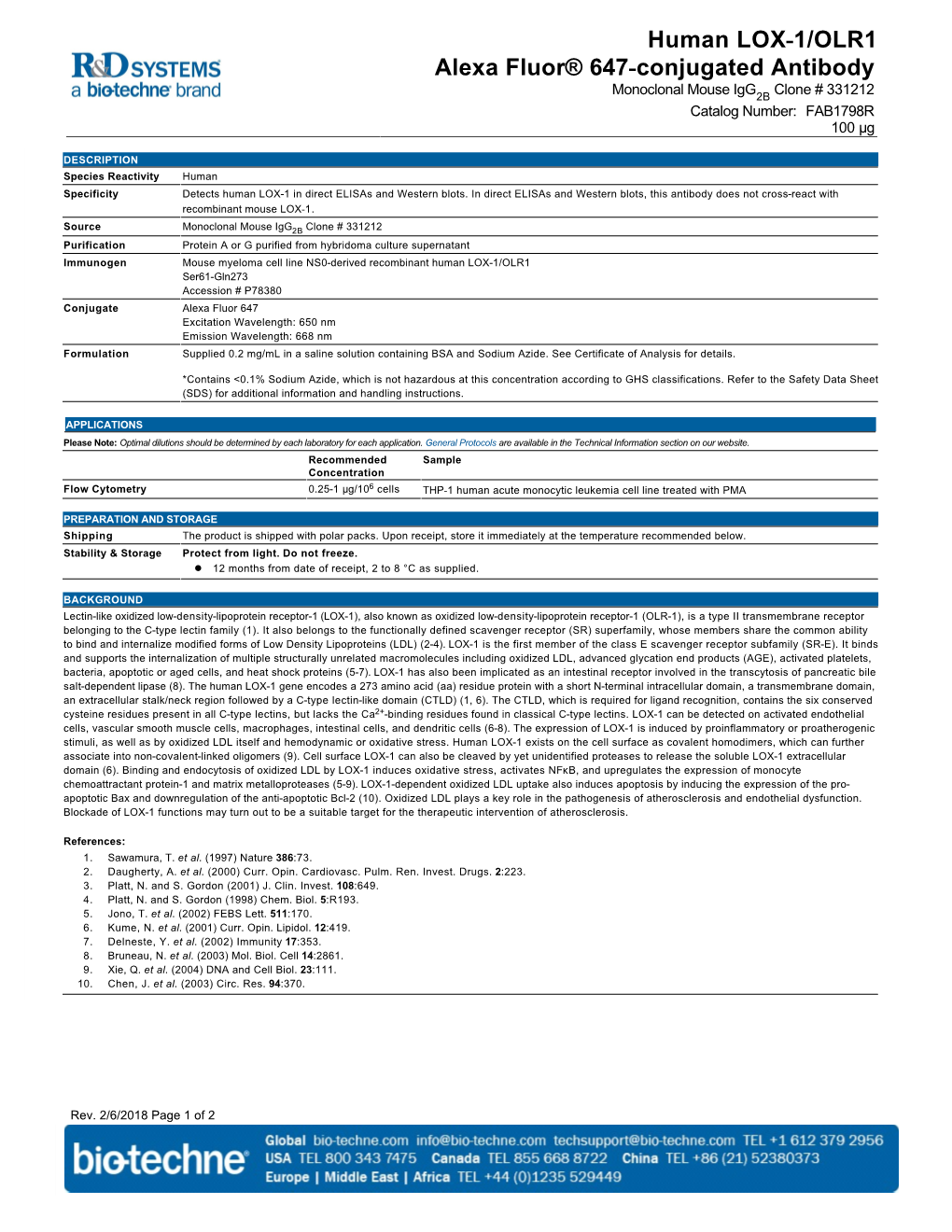 Human LOX-1/OLR1 Alexa Fluor® 647-Conjugated Antibody