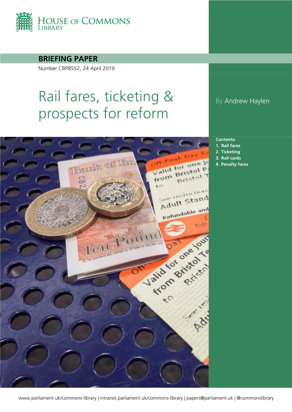 Rail Fares, Ticketing & Prospects for Reform
