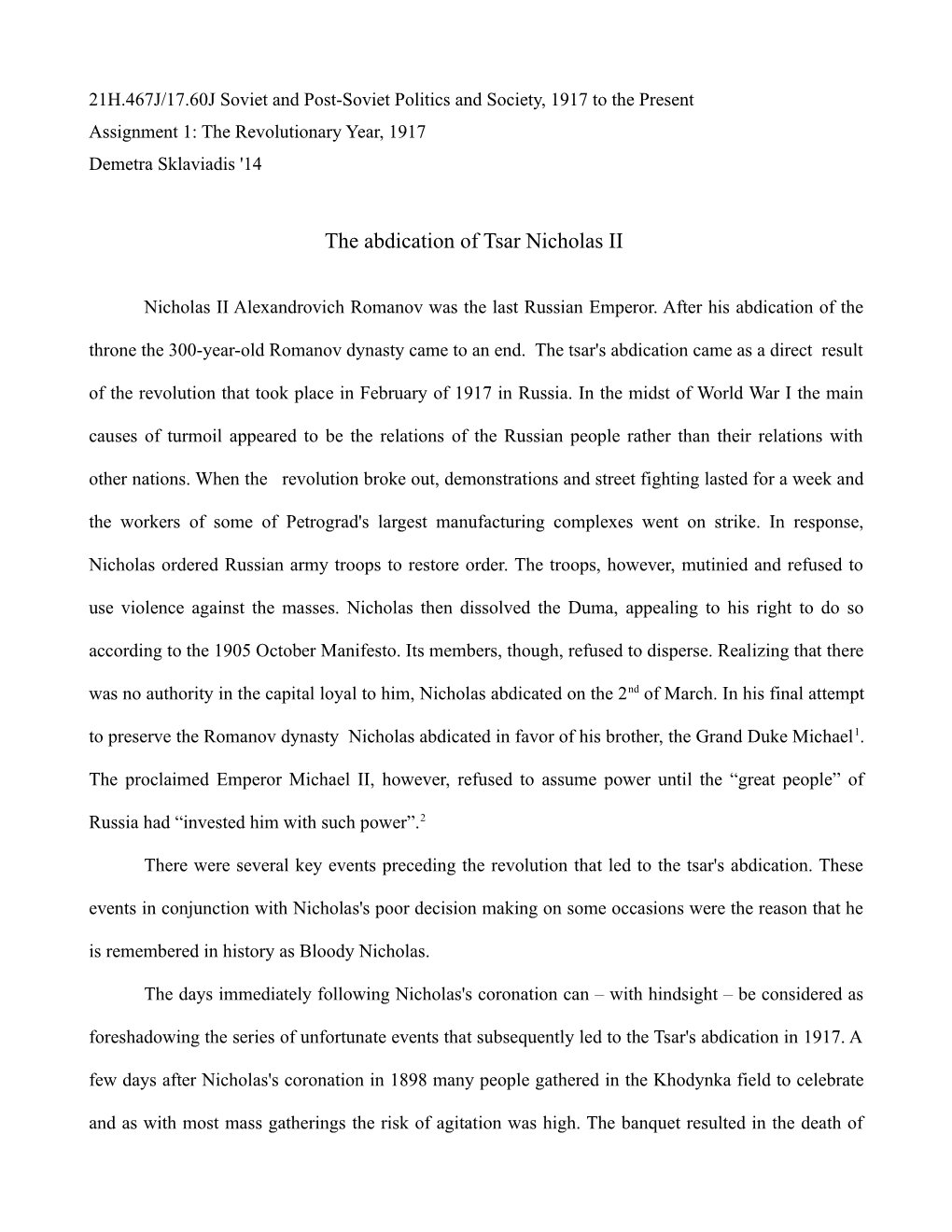 The Abdication of Tsar Nicholas II