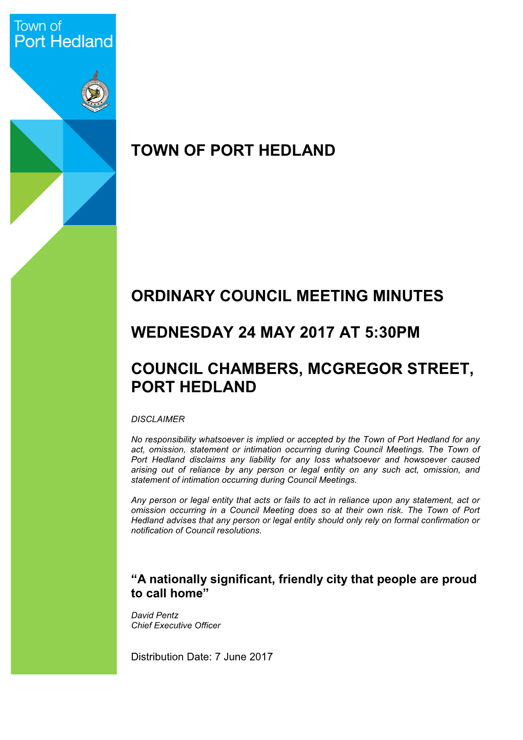 Town of Port Hedland Ordinary Council Meeting