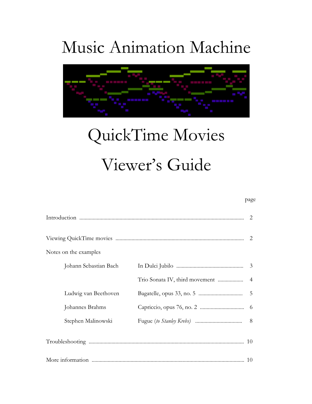 Music Animation Machine Quicktime Movies Viewer's Guide