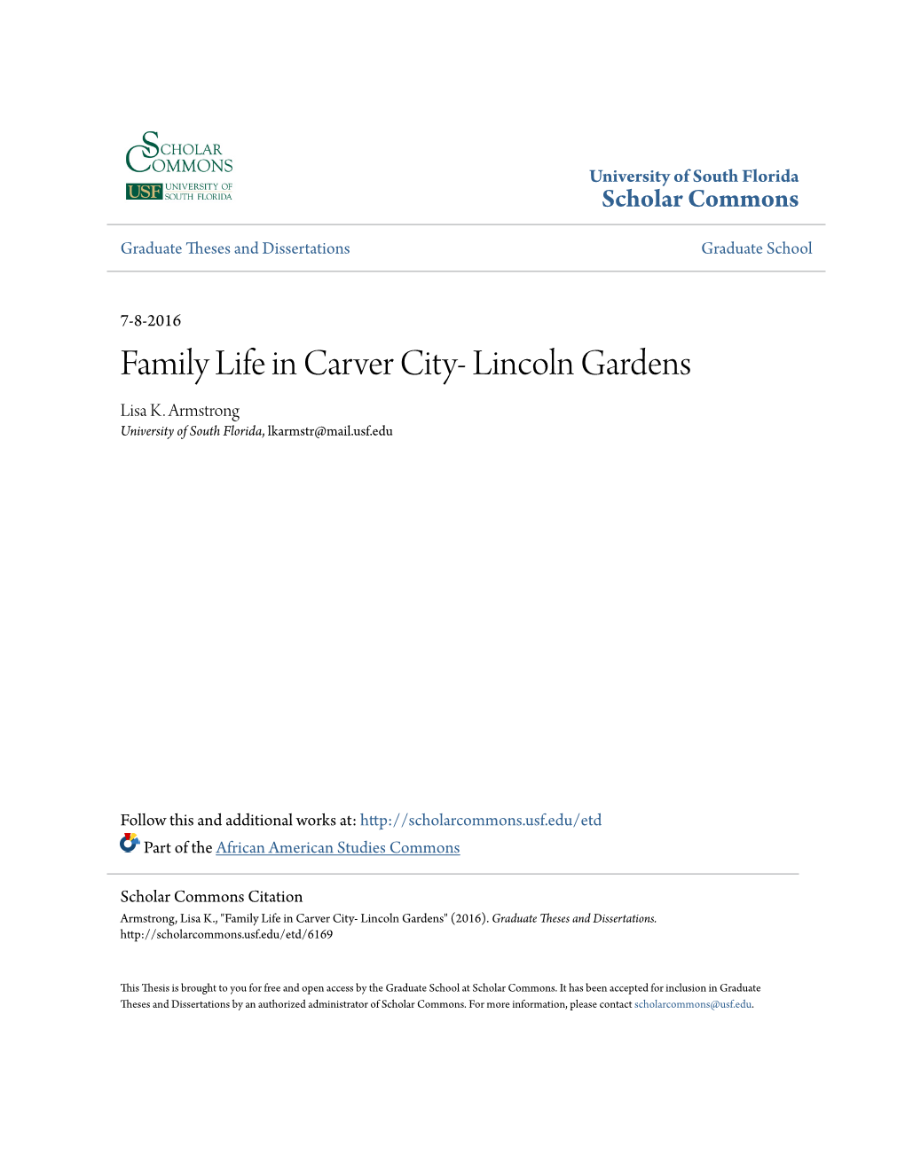 Family Life in Carver City- Lincoln Gardens Lisa K