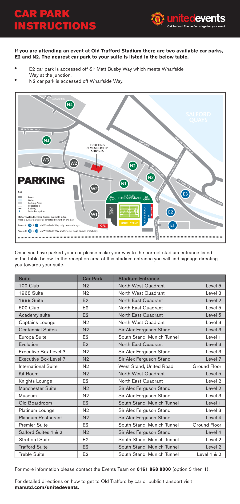 CAR PARK INSTRUCTIONS Old Trafford