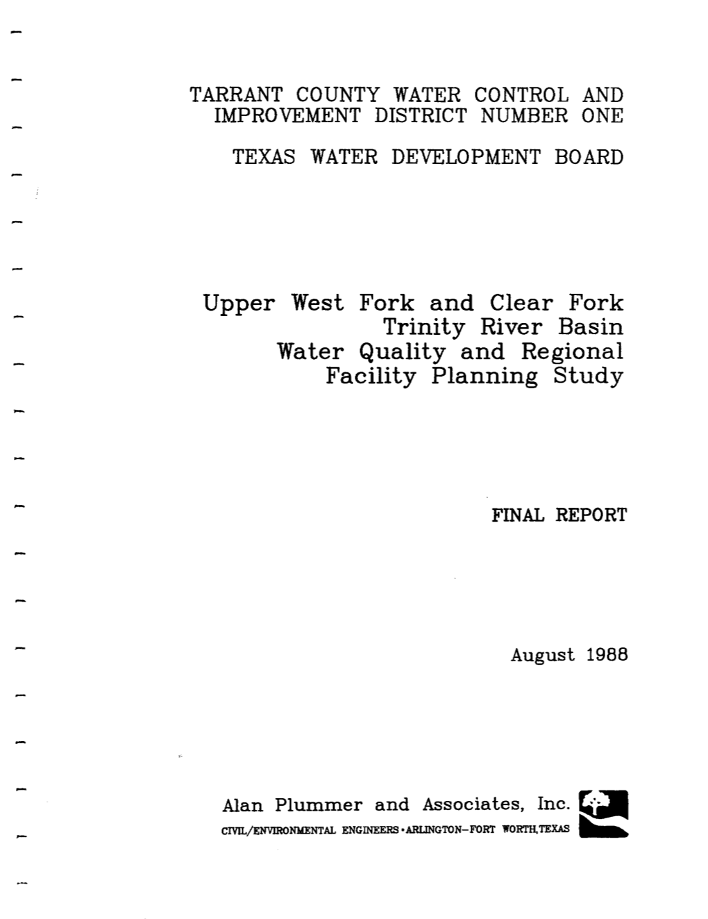 EAGLE MOUNTAIN LAKE BRIDGEPORT FIGURE 1-2 PROJECTED POLLUTION LOADINGS EAGLE MOUNTAIN LAKE and LAKE BRIDGEPORT /" Alan Plummer and Anooiatea