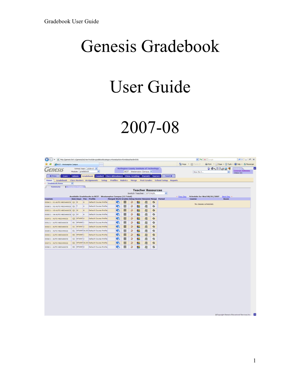 Genesis Gradebook User Guide 2007-08