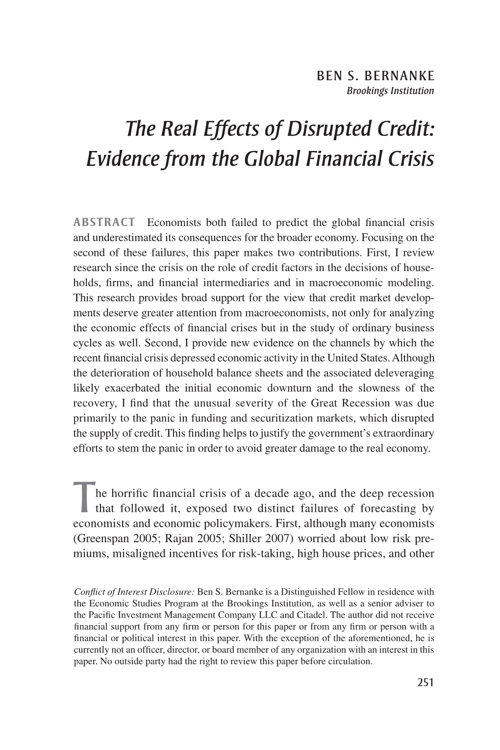 The Real Effects of Disrupted Credit: Evidence from the Global Financial Crisis