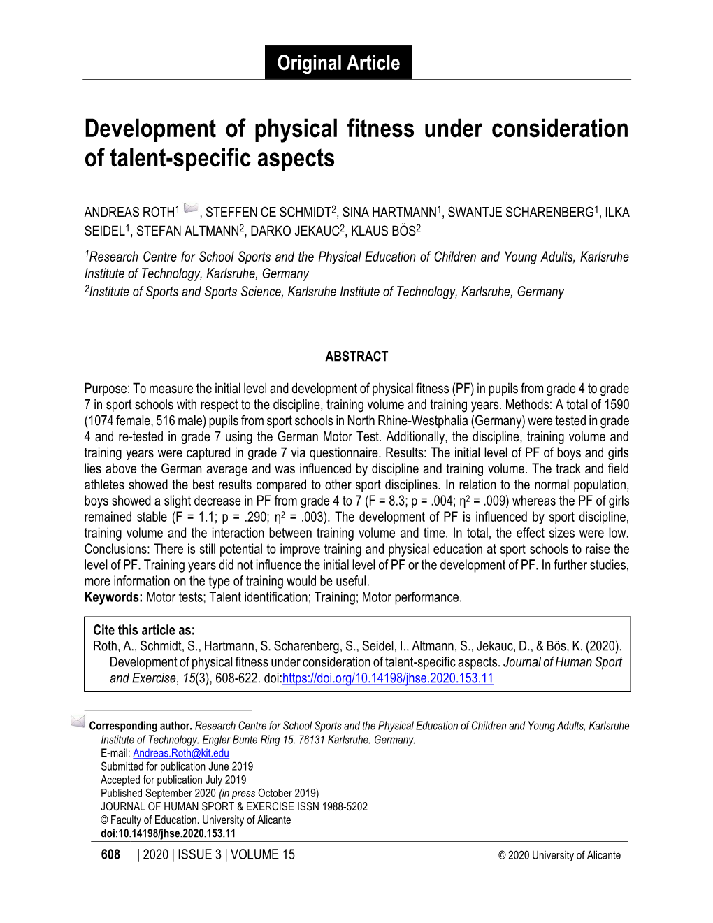 Development of Physical Fitness Under Consideration of Talent-Specific Aspects