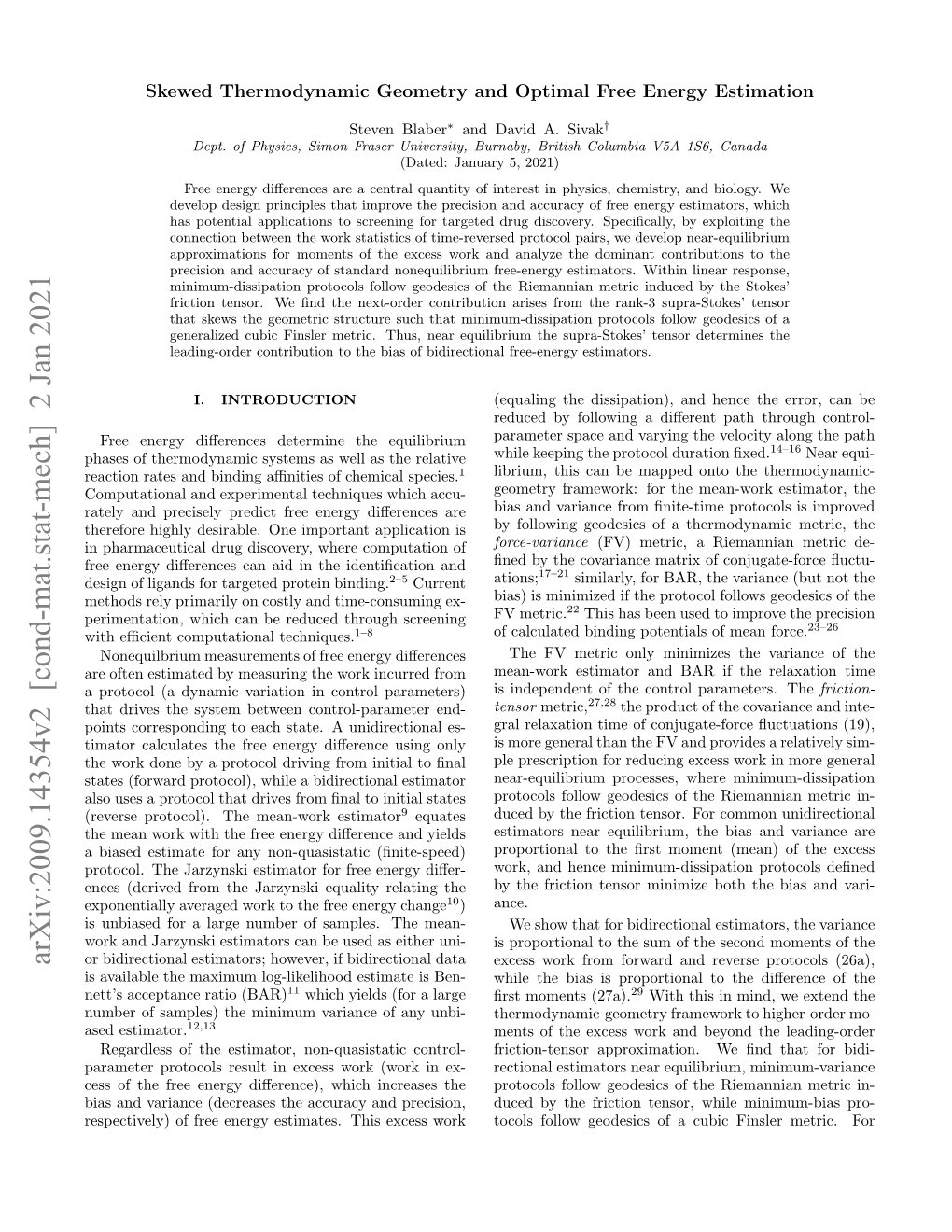 Arxiv:2009.14354V2 [Cond-Mat.Stat-Mech] 2 Jan 2021