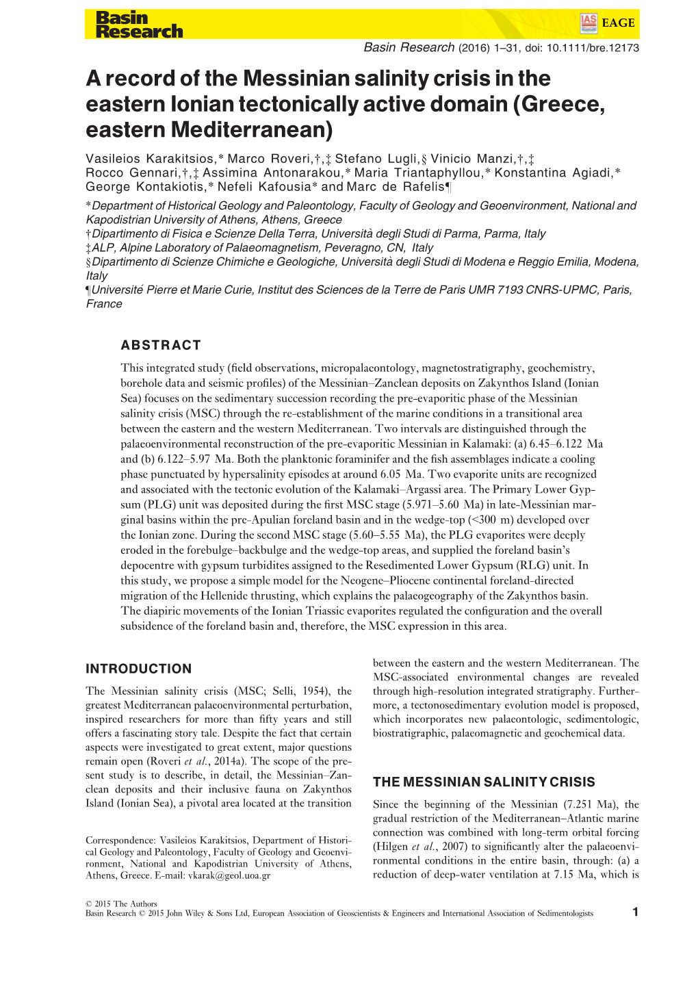 A Record of the Messinian Salinity Crisis in the Eastern Ionian