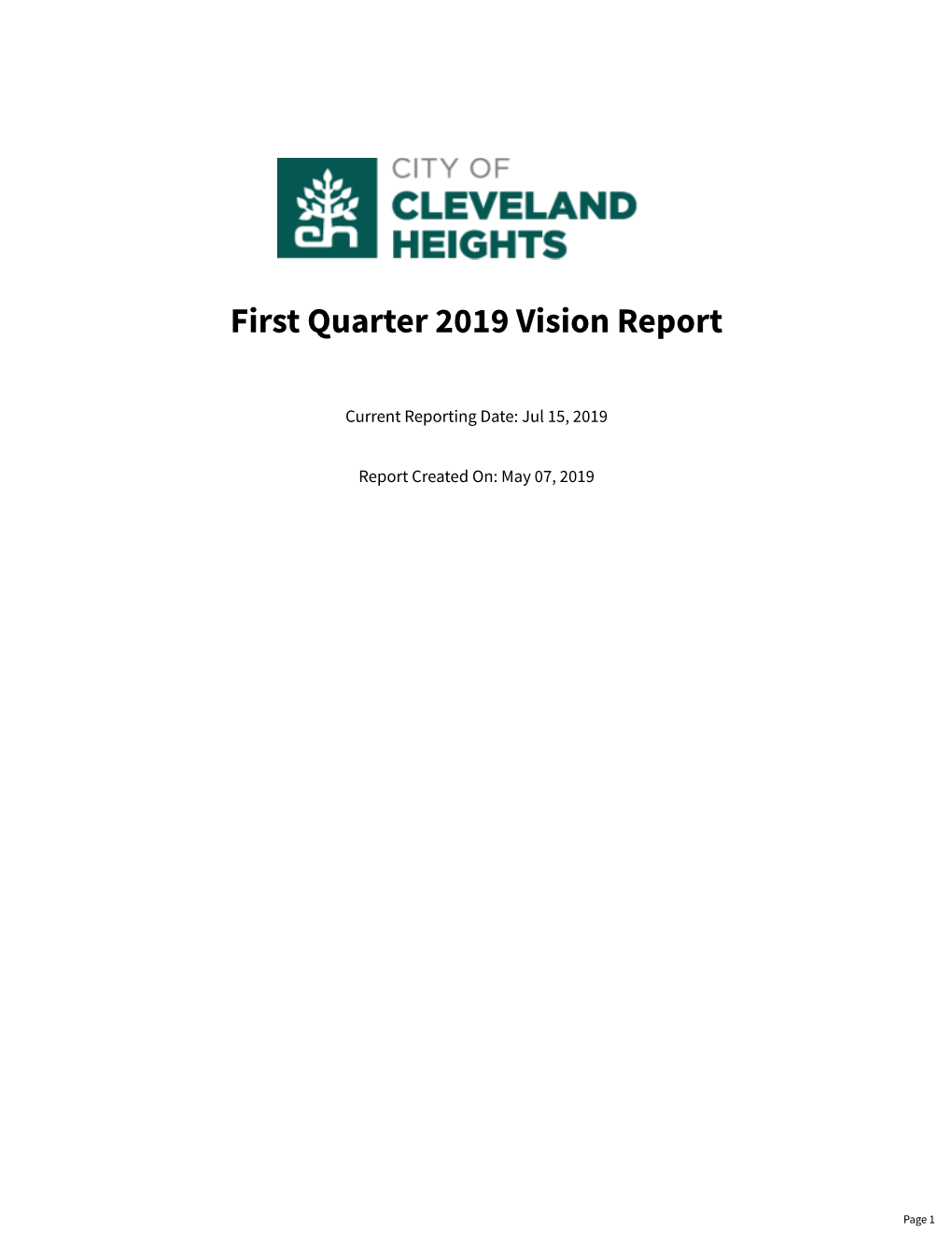 This Report Covers Updates to Cleveland