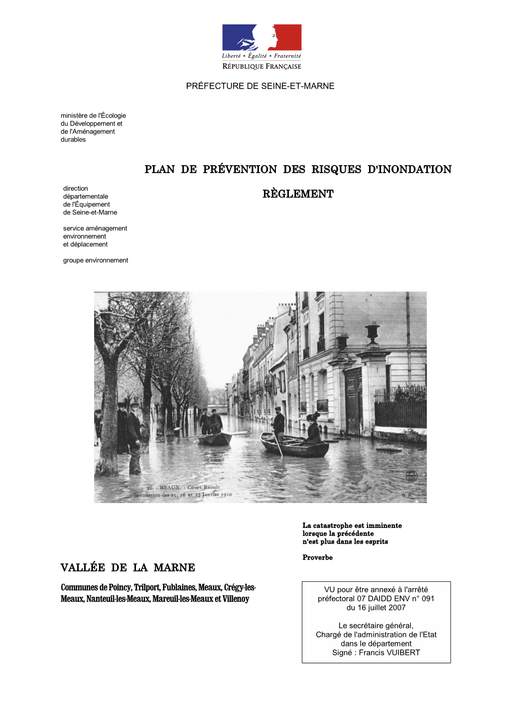 Plan De Prévention Des Risques D'inondation Règlement