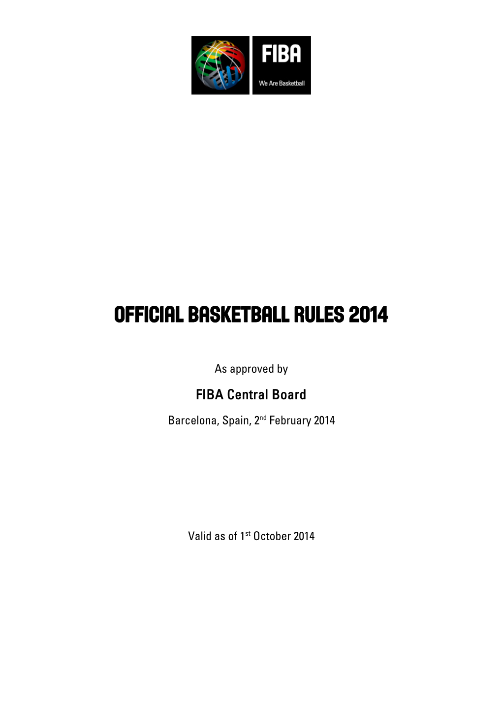 Official Basketball Rules 2014