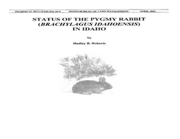 Status of the Pygmy Rabbit (Brachylagus Idahoensis) in Idaho