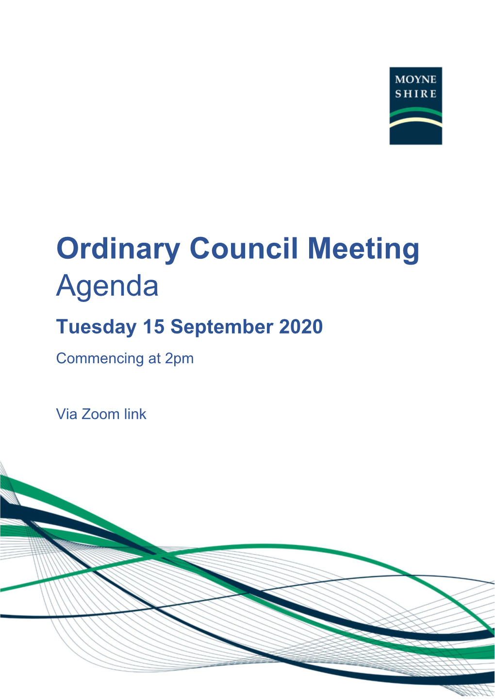 Ordinary Council Meeting Agenda Tuesday 15 September 2020 Commencing at 2Pm