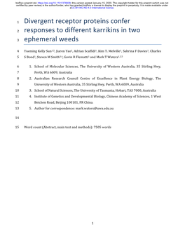 Divergent Receptor Proteins Confer Responses to Different Karrikins in Two Ephemeral Weeds