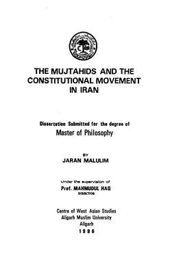 The Mujtahids and the Constitutional Movement in Iran