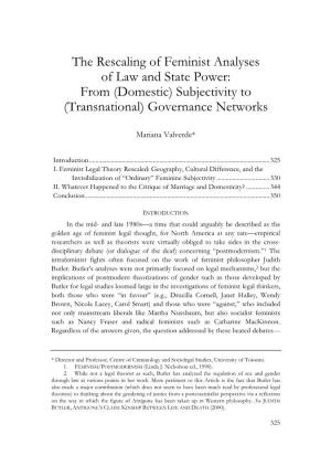 The Rescaling of Feminist Analyses of Law and State Power: from (Domestic) Subjectivity to (Transnational) Governance Networks