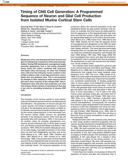 Timing of CNS Cell Generation: a Programmed Sequence of Neuron and Glial Cell Production from Isolated Murine Cortical Stem Cells