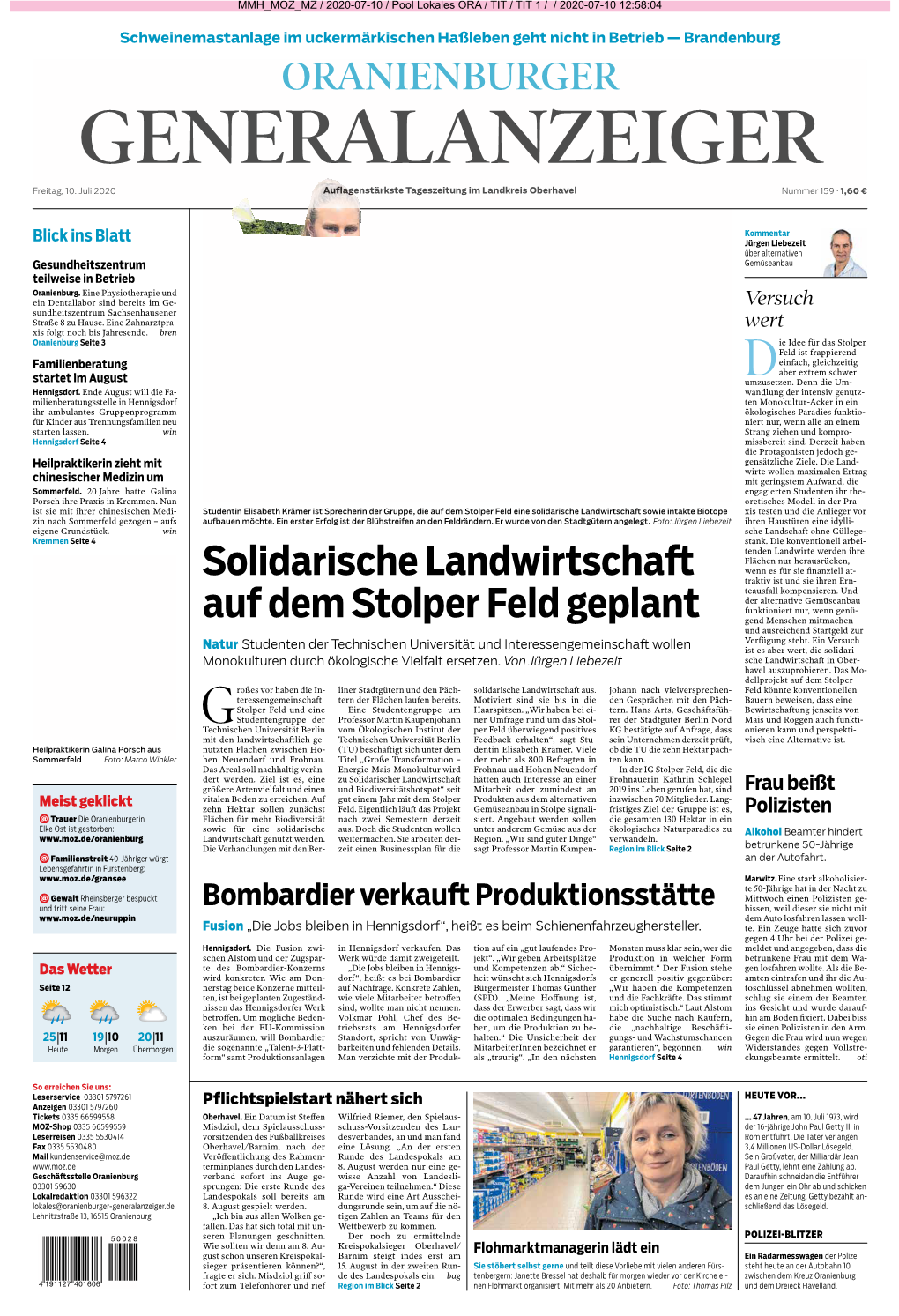 Solidarische Landwirtschaft Auf Dem Stolper Feld Geplant